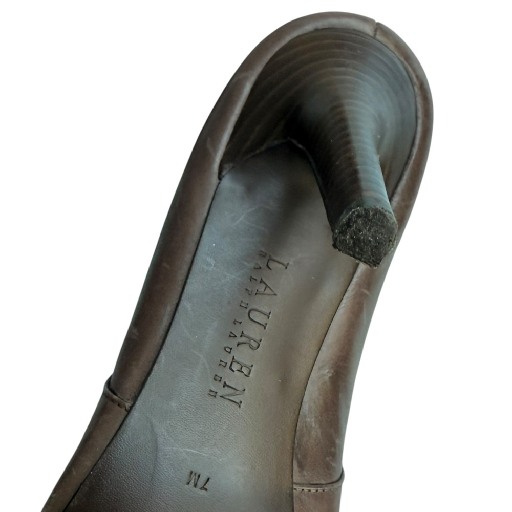 Lauren Ralph Lauren Chic Faded Brown Genuine Leather Ankle Boots 7 - Picture 10 of 11